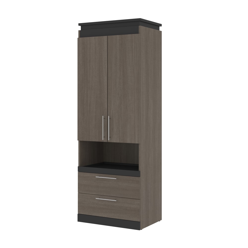 Bestar Orion 30inW Storage Cabinet With Pull-Out Shelf, Bark Gray/Graphite