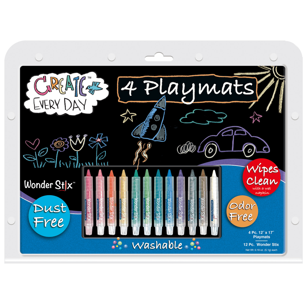 Wonder Stix Blackboard Playmat Kits, 12in x 17in, Set Of 4 Kits