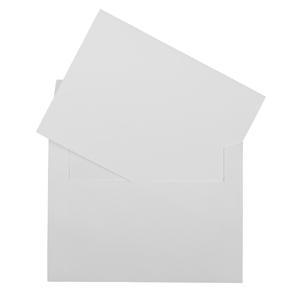 JAM Paper Stationery Set, 5 1/8in x 7in, Set Of 50 White Cards And 50 White Envelopes