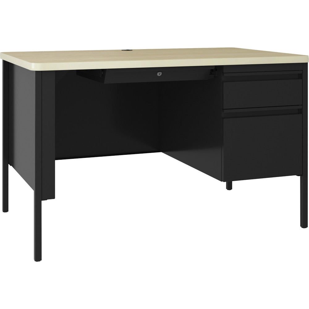 Lorell Fortress 48inW Right-Pedestal Computer Desk, Black Maple