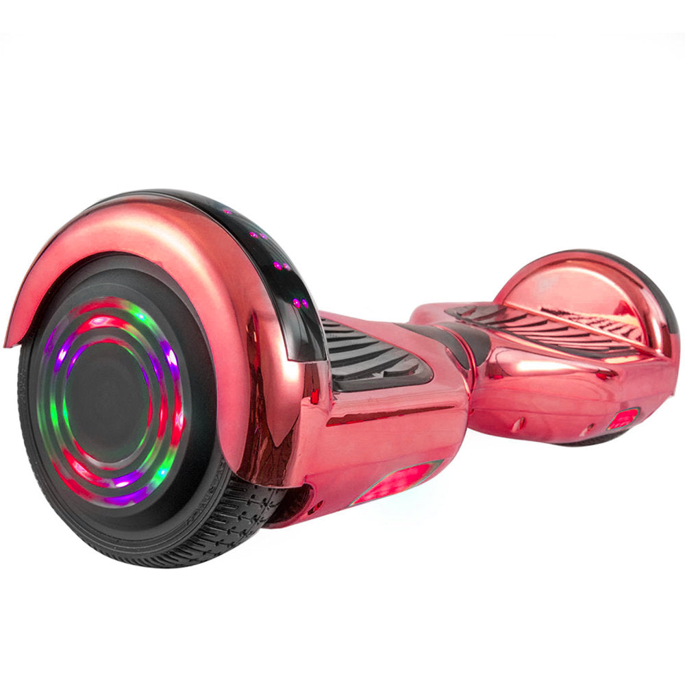 AOB Hoverboard With Bluetooth Speakers, Red Chrome