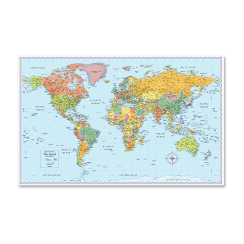 Rand McNally World Wall Map, 32in Width x 50in Height