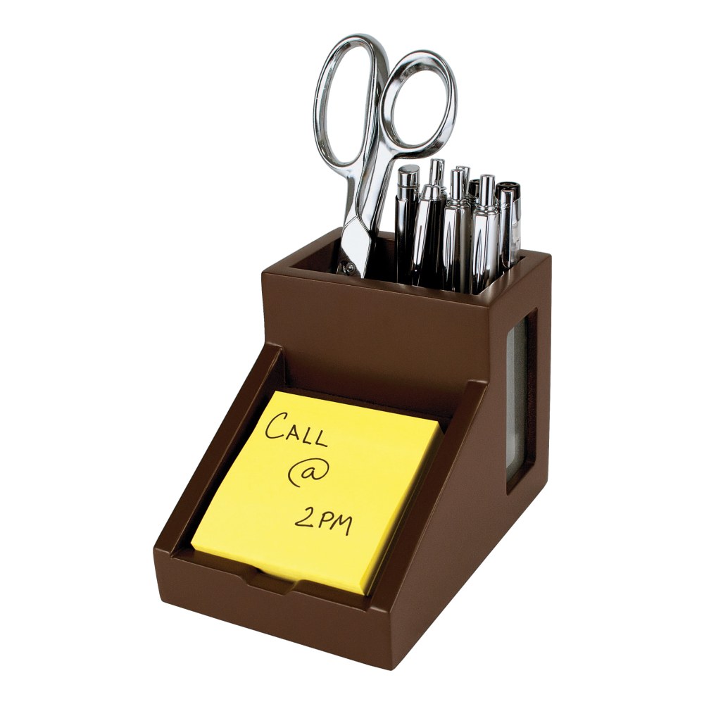 Victor Mocha Brown Collection Pencil Cup With Note Holder, 4inH x 4 1/2inW x 6 3/10inD, Brown