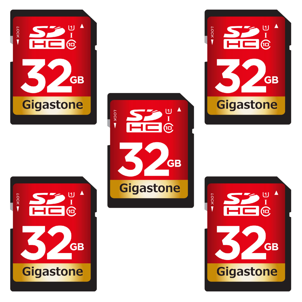 Dane-Elec Gigastone Class 10 UHS-I U1 SDHC Cards, 32GB, Pack Of 5 Cards