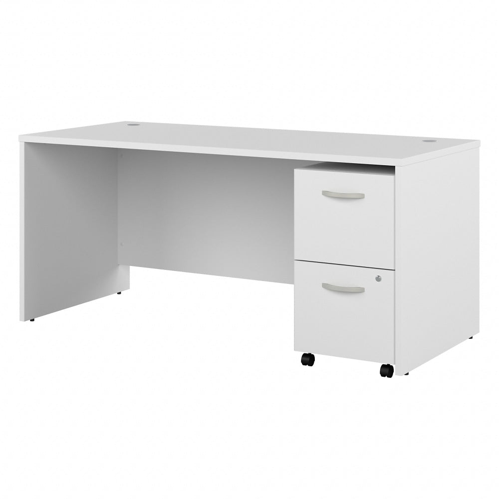 Bush Business Furniture Studio C 66inW Office Computer Desk With 2-Drawer Mobile File Cabinet, White, Standard Delivery