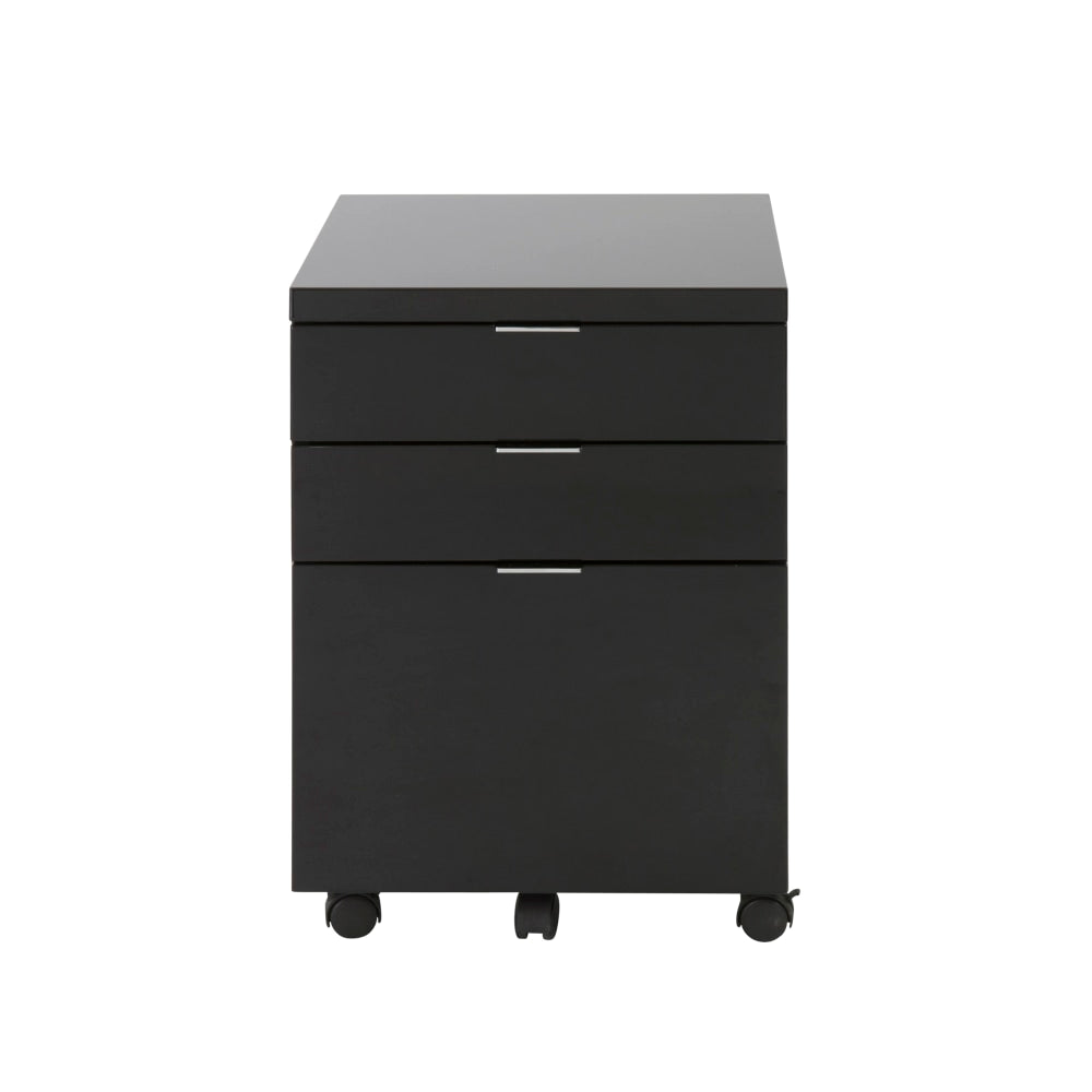 Eurostyle Gilbert 20inD Vertical 3-Drawer Rolling File Cabinet, Black