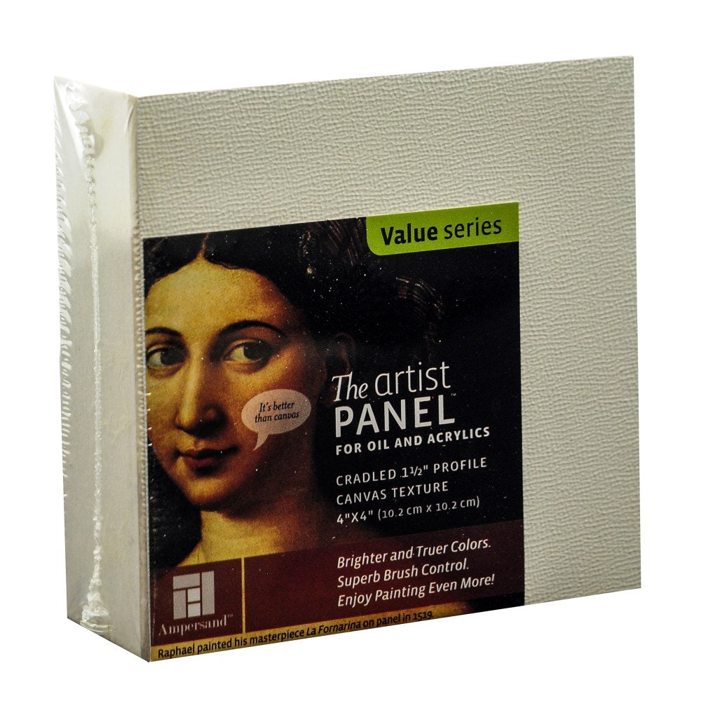 Ampersand Artist Panel Canvas Texture Cradled Profile, 4in x 4in, 1 1/2in, Pack Of 2