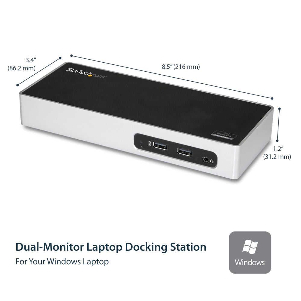 StarTech.com Dual Monitor USB 3.0 Docking Station - Mac & Windows - HDMI & DVI + DVI to VGA Adapter - Port Replicator with 6x USB 3.0 Ports - Expand your laptop connectivity by adding two displays with HDMI and DVI or HDMI and VGA plus six USB ports