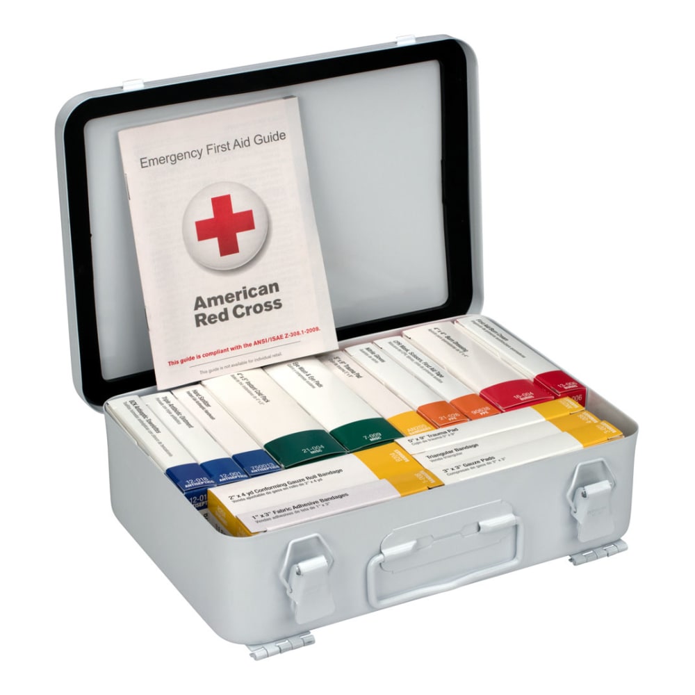 First Aid Only Metal Weatherproof First Aid Kit, White, 82 Pieces