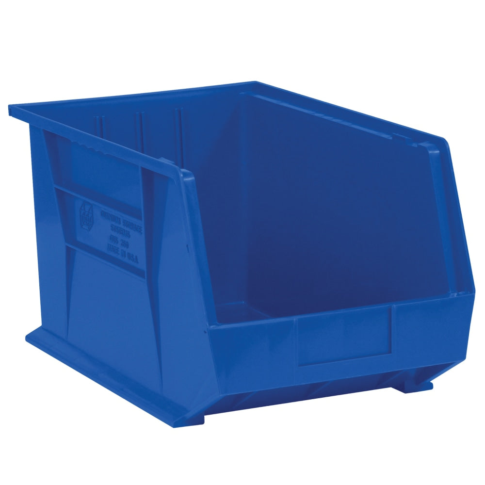 Partners Brand Plastic Stack & Hang Bin Boxes, Medium Size, 10 3/4in x 8 1/4in x 7in, Blue, Pack Of 6