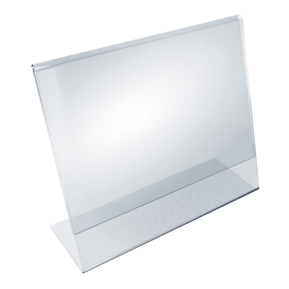 Azar Displays Acrylic Horizontal L-Shaped Sign Holders, 7inH x 11inW x 3inD, Clear, Pack Of 10 Holders