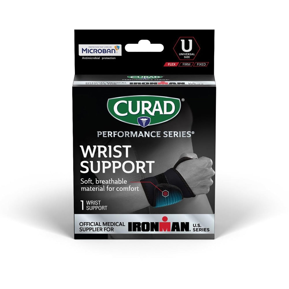 Curad Universal Wraparound Wrist Supports - Black - Neoprene - 1 Each