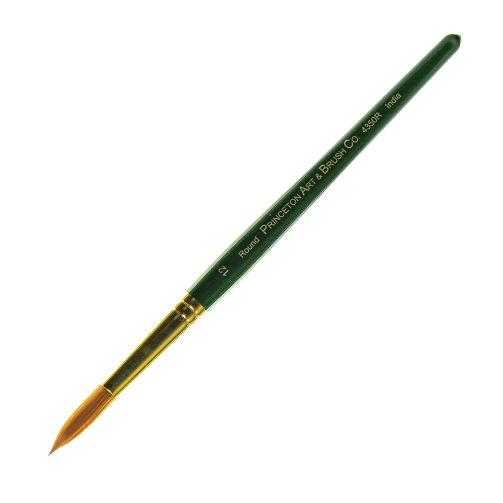 Princeton Series 4350 Ashley Paint Brush, Size 12, Round Bristle, Synthetic, Green