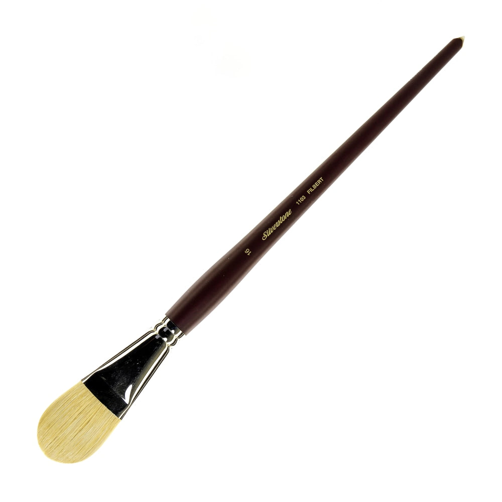 Silver Brush Silverstone Paint Brush, Series 1103, Size 16, Filbert Bristle, Hog Hair, Maroon