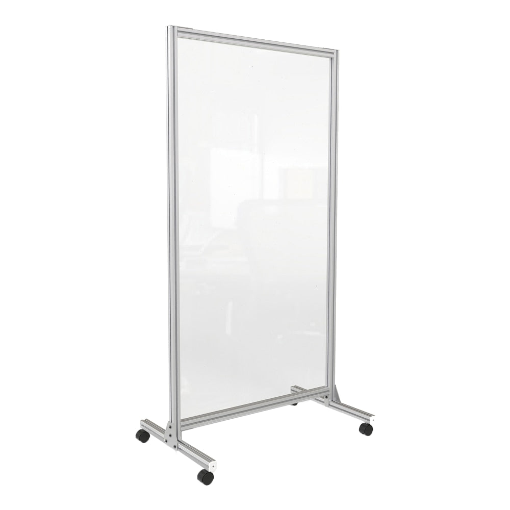 Ghent Glass Mobile Room Divider, 74in x 38in, Clear