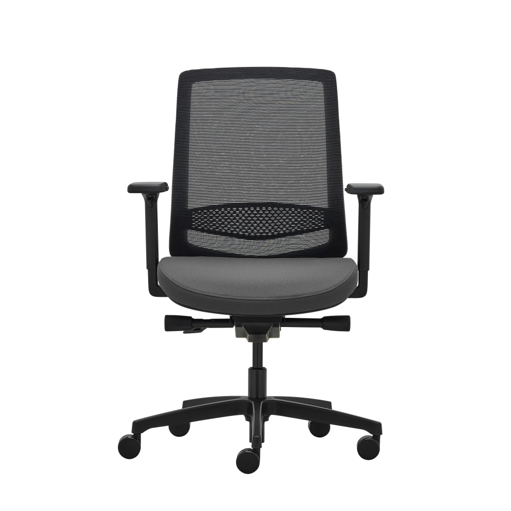 WorkPro Expanse Series Multifunction Ergonomic Mesh/Fabric Mid-Back Manager Chair, Black/Gray, BIFMA Compliant