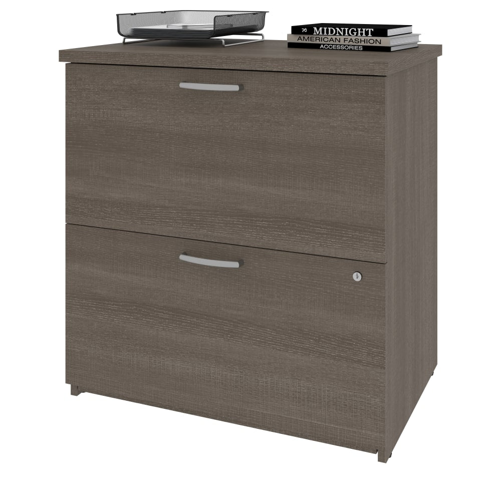 Bestar Universel 28-5/16inW x 19-5/8inD Lateral 2-Drawer File Cabinet, Bark Gray