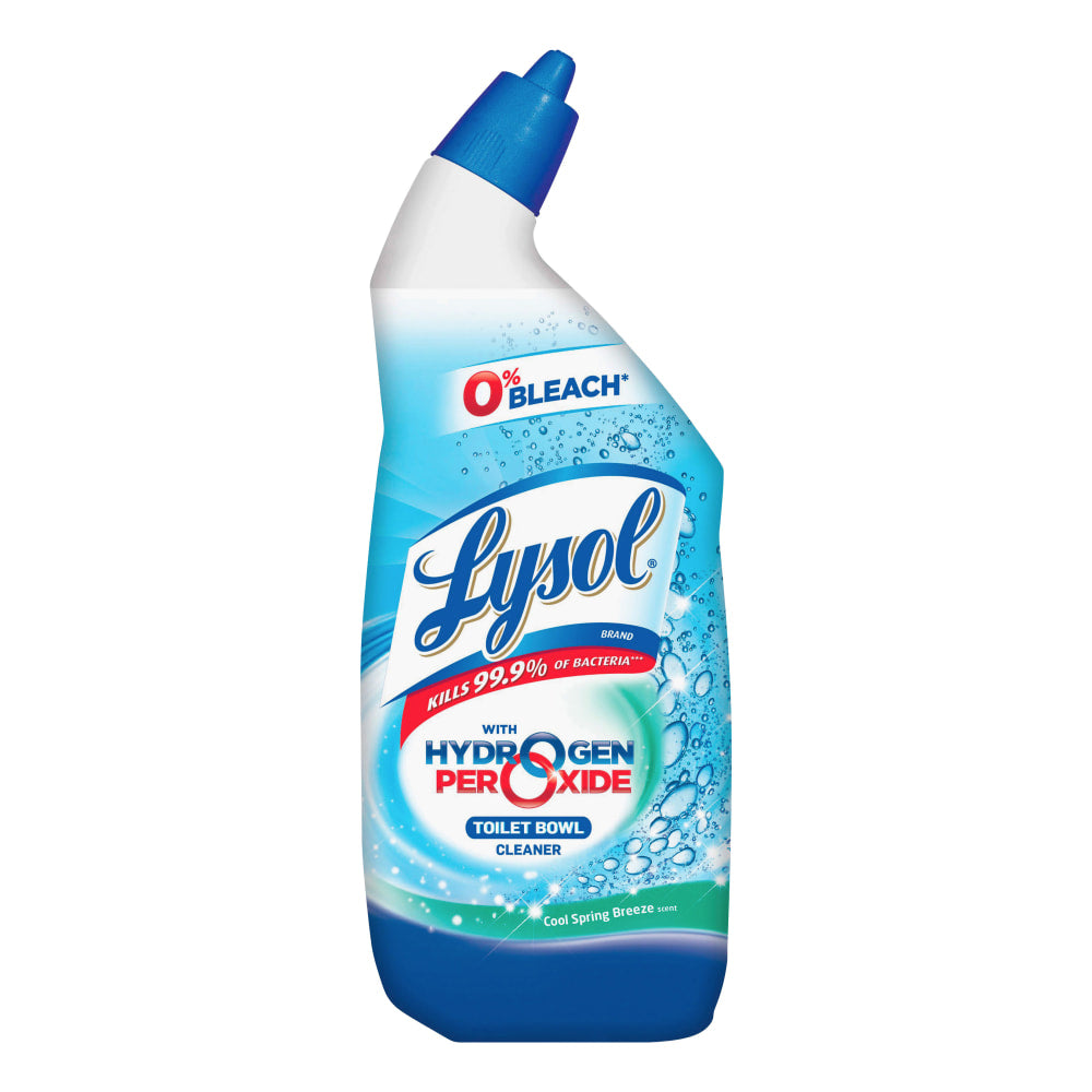 Lysol Hydrogen Peroxide Toilet Cleaner, Cool Spring Breeze Scent, 24 Oz Bottle, Blue