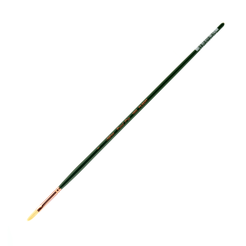 Silver Brush Grand Prix Paint Brush Series 1003, Size 1, Filbert, Hog Hair, Green