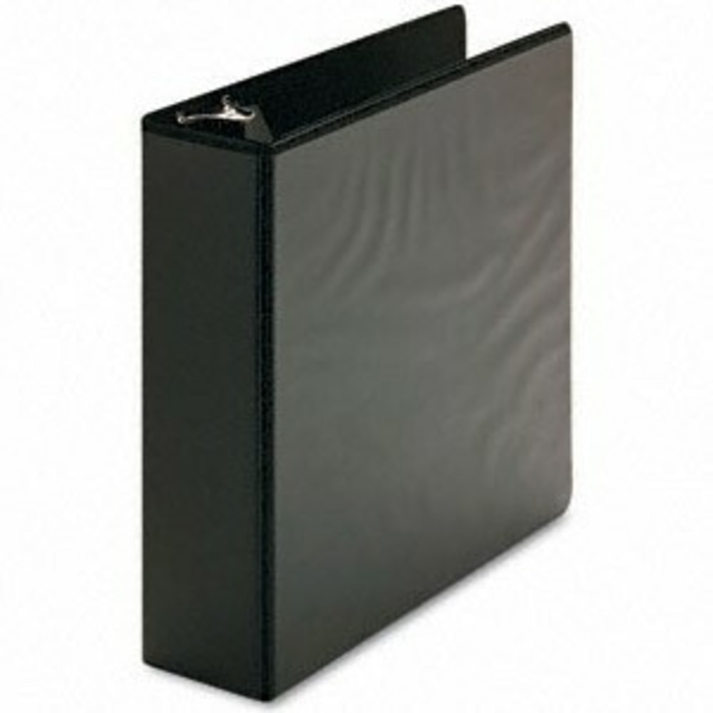 Universal Economy D-Ring Vinyl View Binder, 8 1/2in x 11in, 3in Capacity, Black