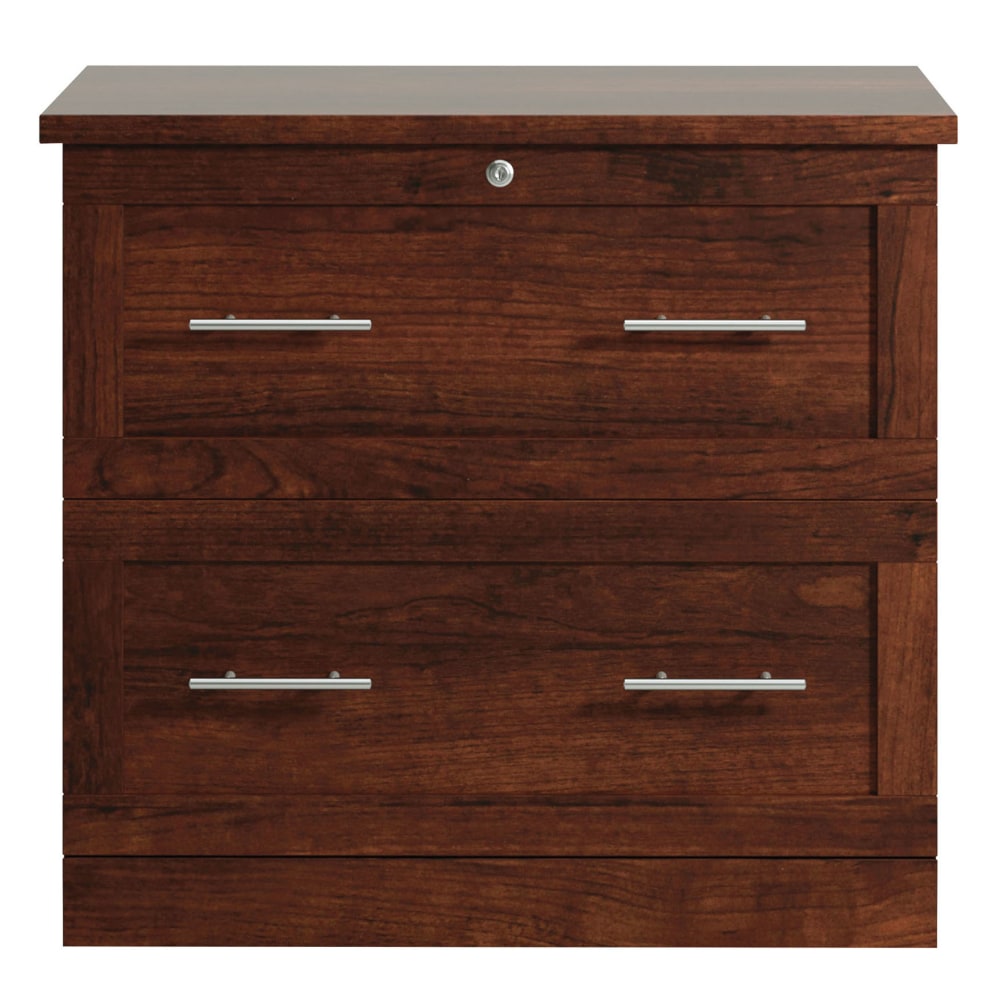 Realspace 29-7/16inW x 18-1/2inD Lateral 2-Drawer File Cabinet, Mulled Cherry