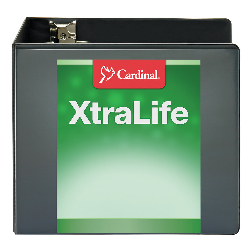 Cardinal XtraLife ClearVue Nonstick Locking Slant 3-Ring Binder, 6in D-Rings, Black