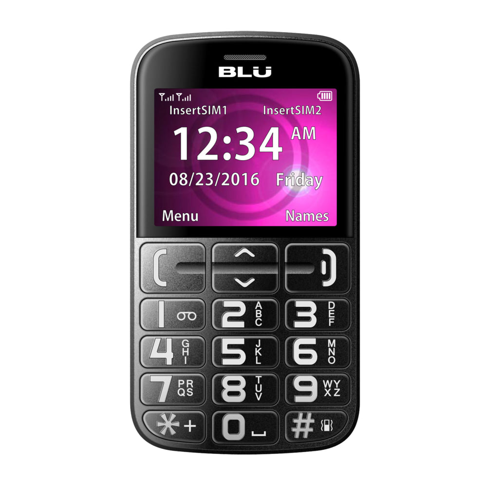 BLU Joy J010 Senior-Friendly Cell Phone, Black