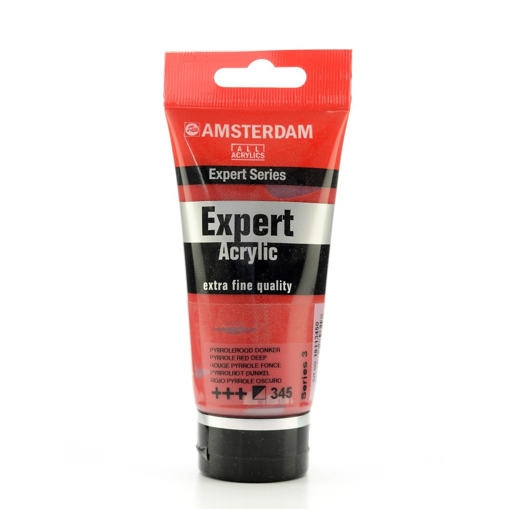 Amsterdam Expert Acrylic Paint Tubes, 75 mL, Pyrrole Red Deep, Pack Of 2