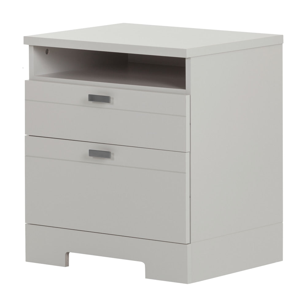 South Shore Reevo Nightstand With Cord Catcher, 22-1/2inH x 22-1/4inW x 17inD, Soft Gray