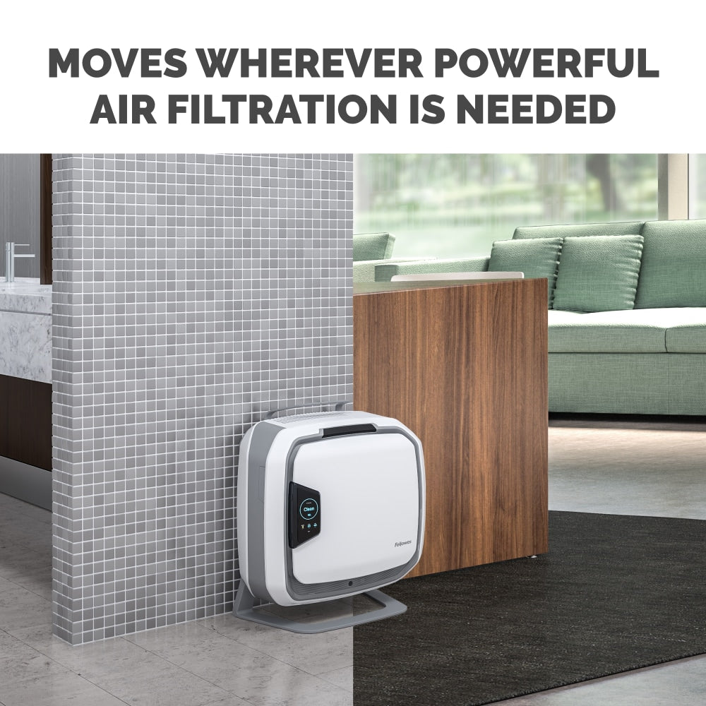 Fellowes Array AS1 H13 True HEPA Tower Air Purifier, 1,800 Sq. Ft. Coverage, 22-3/4inH x 10-5/8inW x 21inD, White/Silver