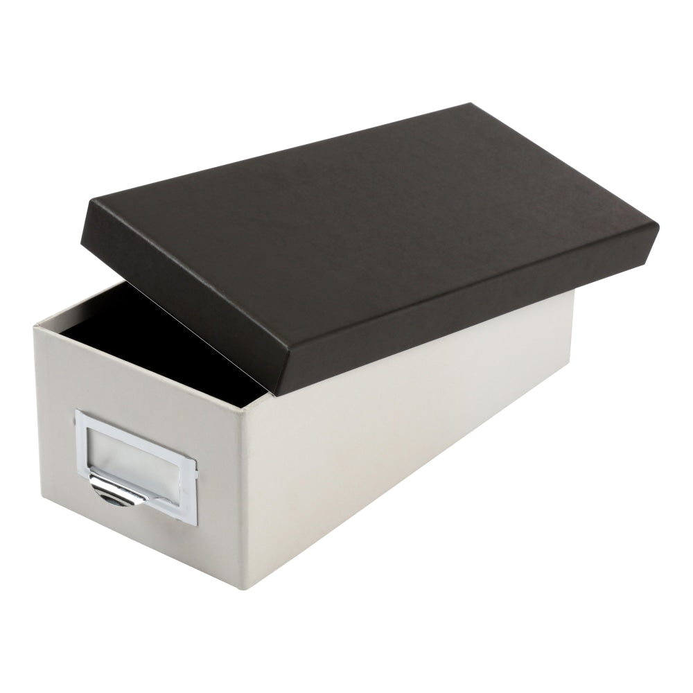 Oxford Index Card Storage Box, 3in x 5in, Marble White/Black