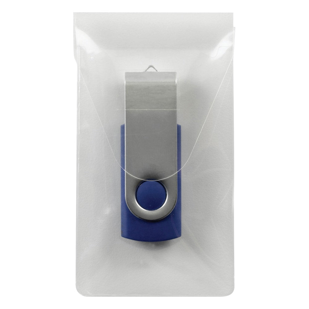 Smead Self-Adhesive Poly USB Flash Drive Pockets, 2in x 3 9/16in, Clear, Pack Of 6