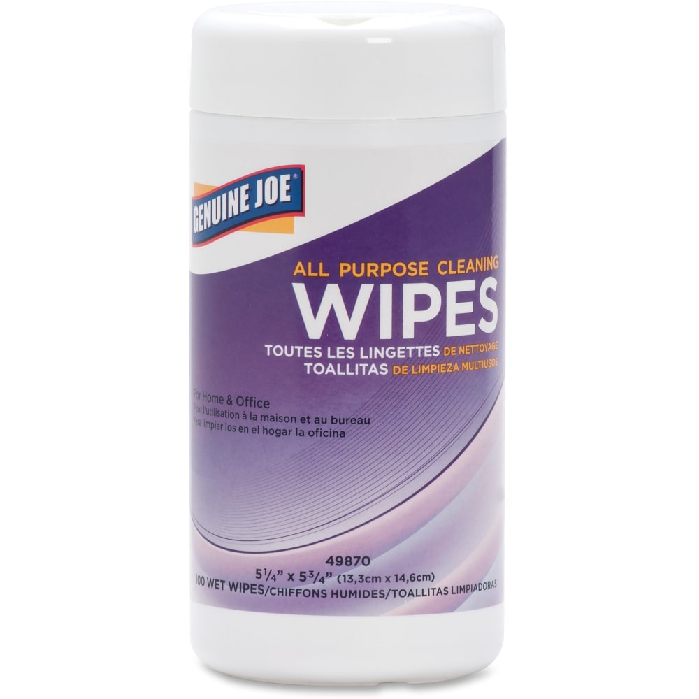 Genuine Joe All-Purpose Premoistened Cleaning Wipes, Box Of 100