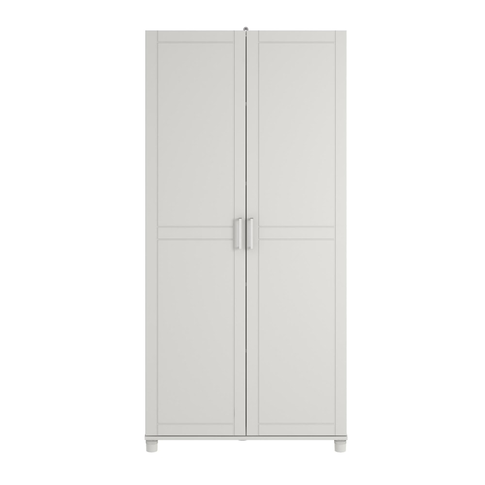 Ameriwood Home Callahan Utility Storage Cabinet, 3 Adjustable Shelves, 2 Fixed Shelves, 74 5/16inH x 35 11/16inW x 15 3/8inD, White