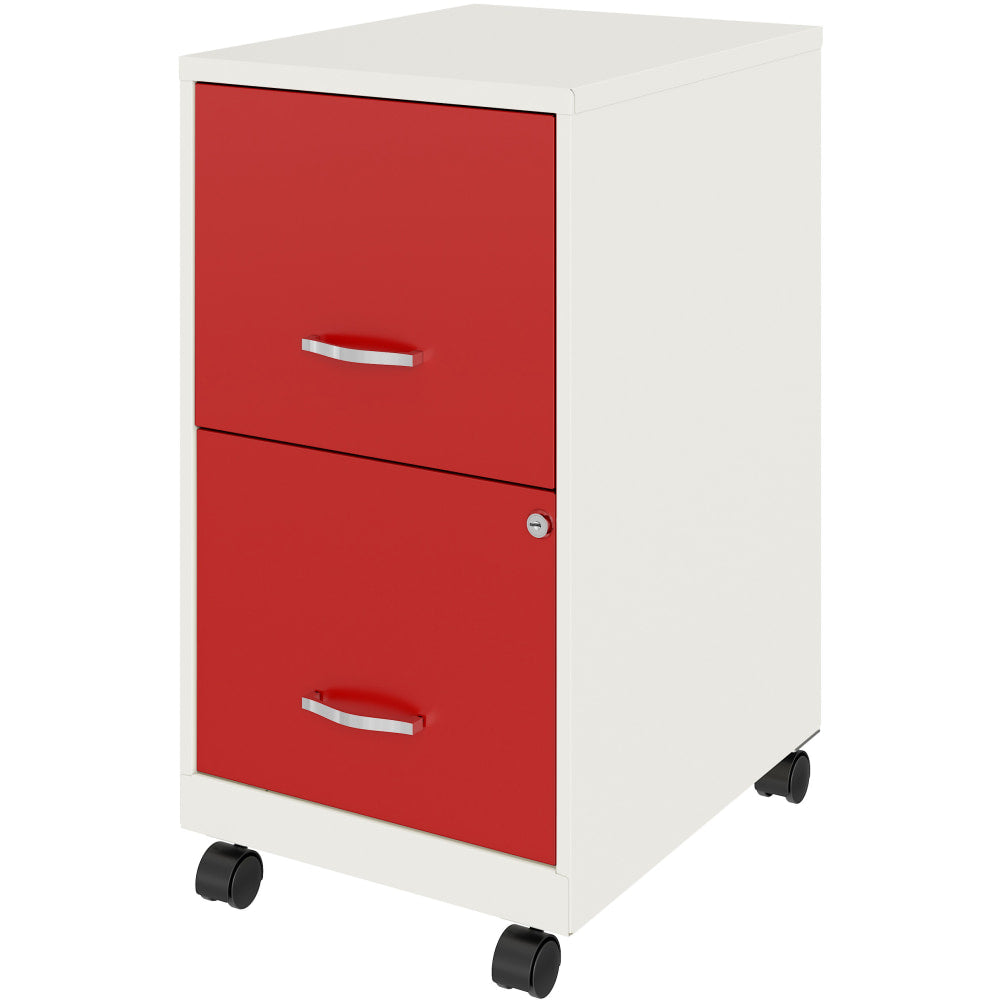 Realspace SOHO Smart 18inD Vertical 2-Drawer Mobile File Cabinet, White/Red