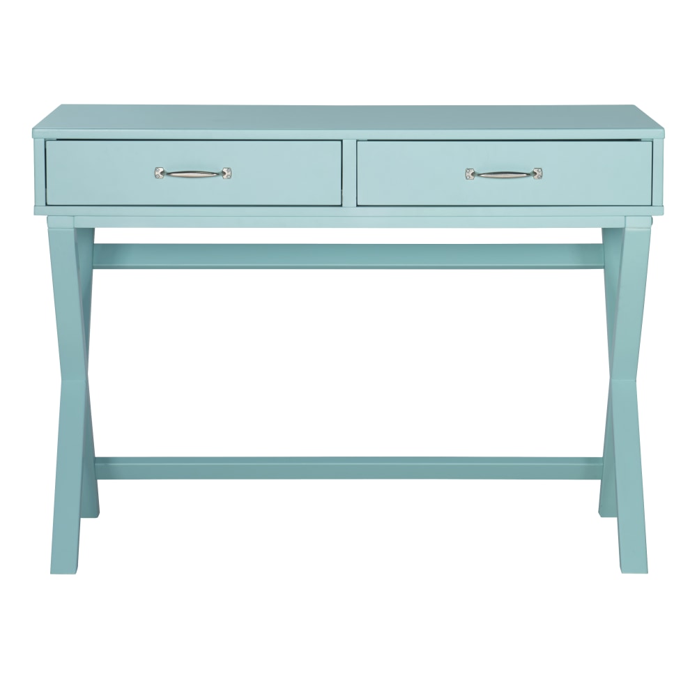 Linon Frances 42inW Home Office Computer Desk With Drawers, Turquoise