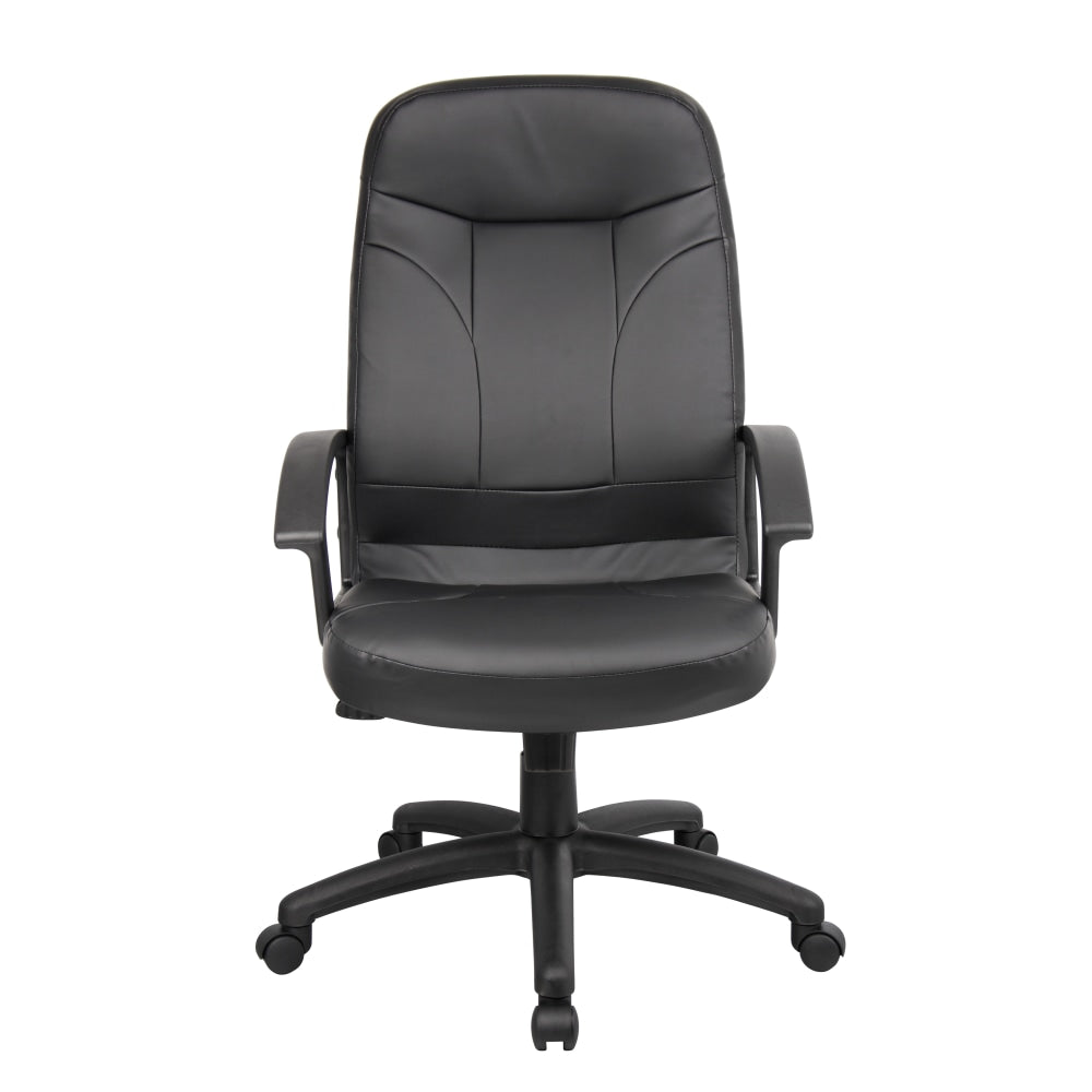 Boss Office Products High-Back Ergonomic LeatherPlus Bonded Leather Chair, Black