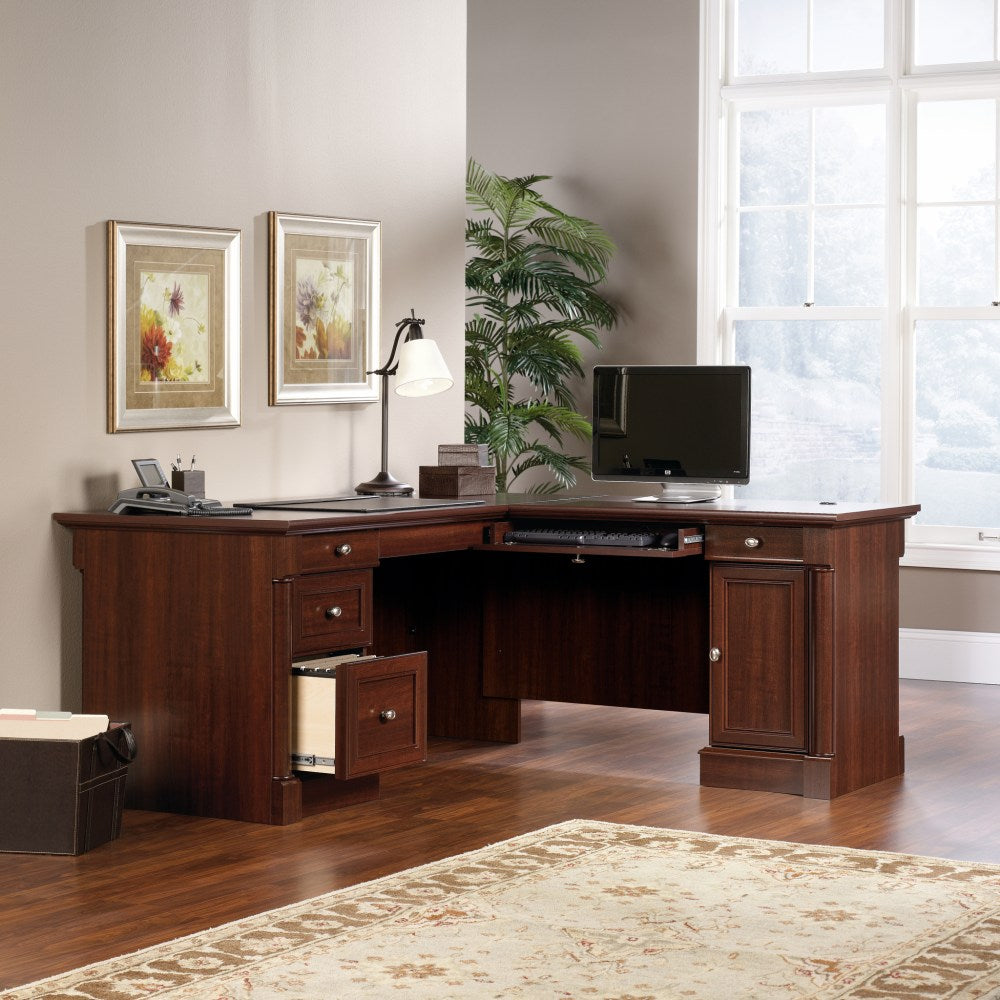 Sauder Palladia 66inW L-Shaped Corner Desk, Select Cherry