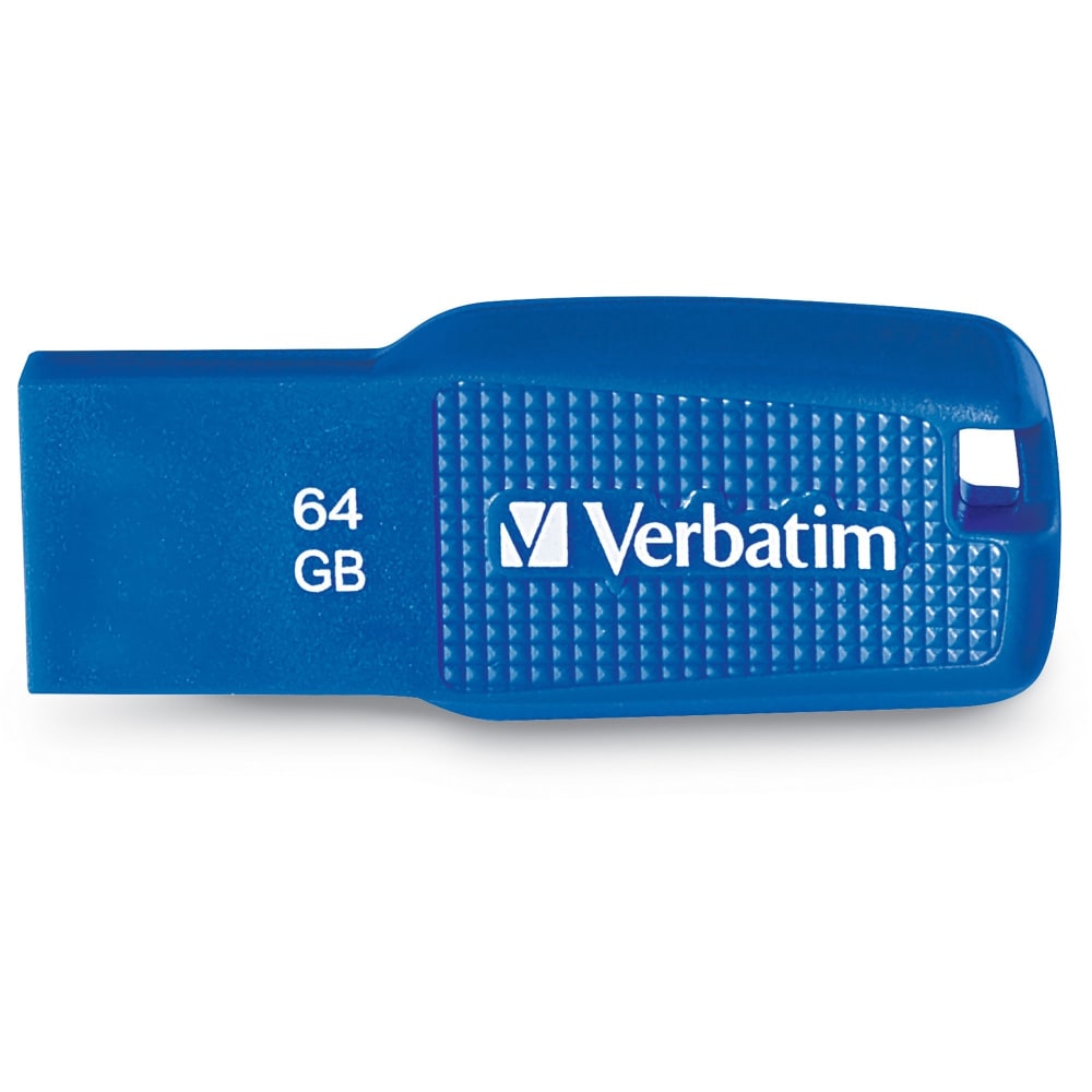 Verbatim 64GB Ergo USB 3.0 Flash Drive - Blue - The Verbatim Ergo USB drive features an ergonomic design for in-hand comfort and COB design for enhanced reliability.