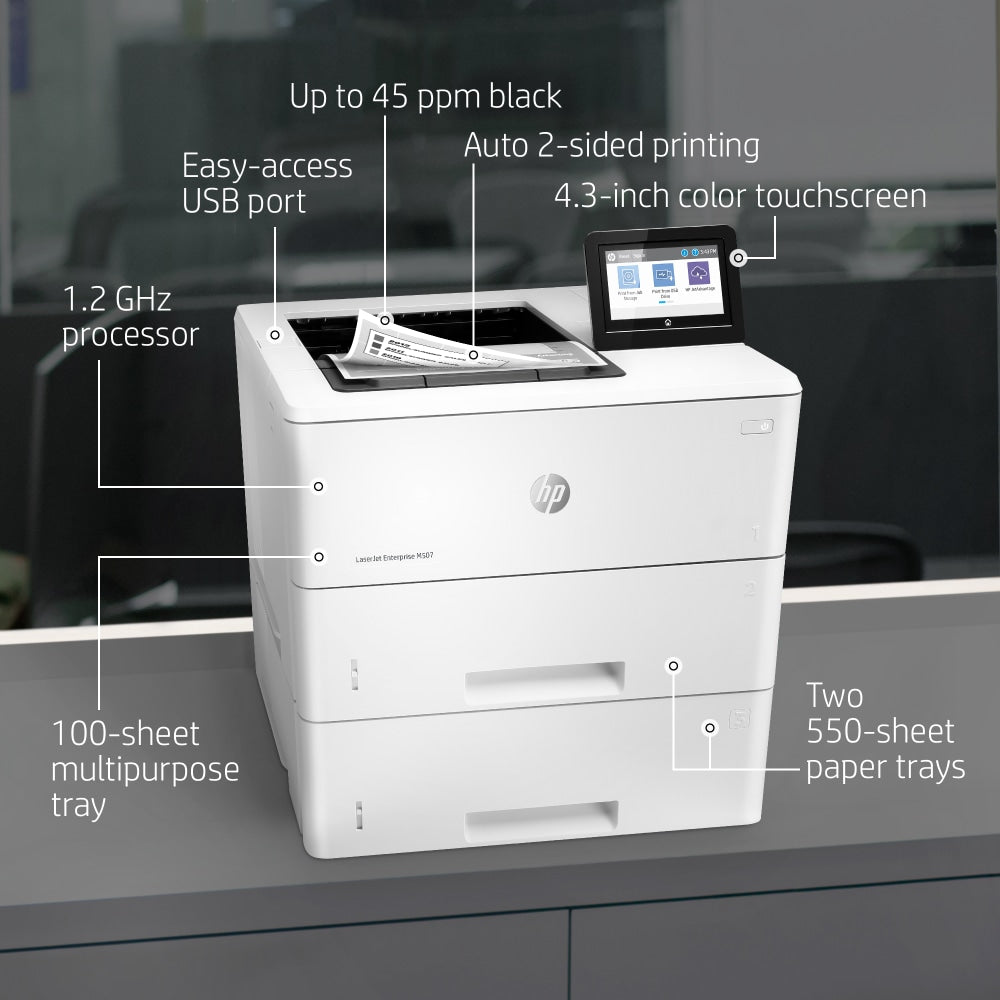 HP LaserJet Enterprise M507x Laser Monochrome Printer