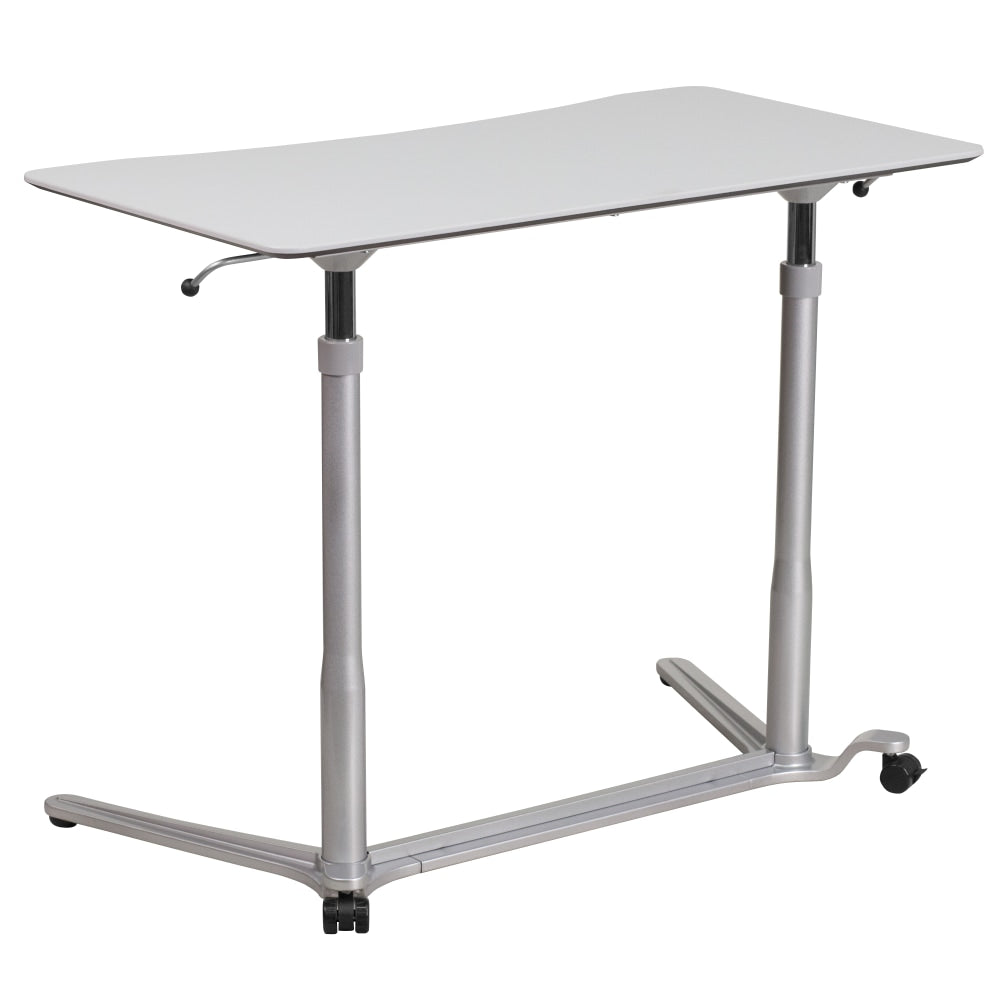 Flash Furniture 38inW Sit-Down/Stand-Up Ergonomic Computer Desk, Light Gray