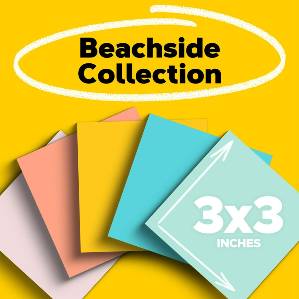 Post-it Notes, 3in x 3in, Beachside Cafe Collection, Pack Of 18 Pads