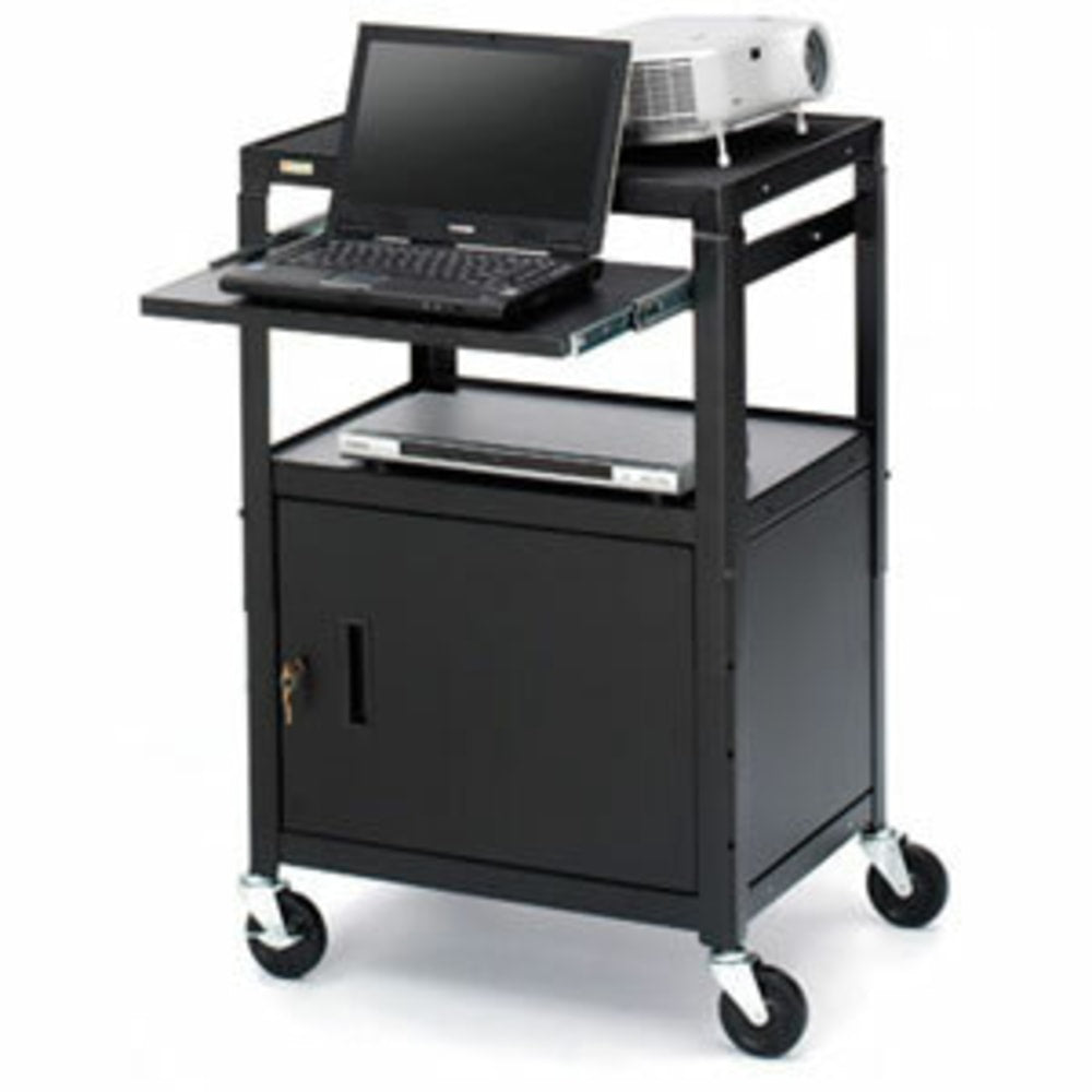 Bretford CA2642NSE Adjustable Height Multipurpose Cart with Cabinet - Steel, Steel, Steel - Black