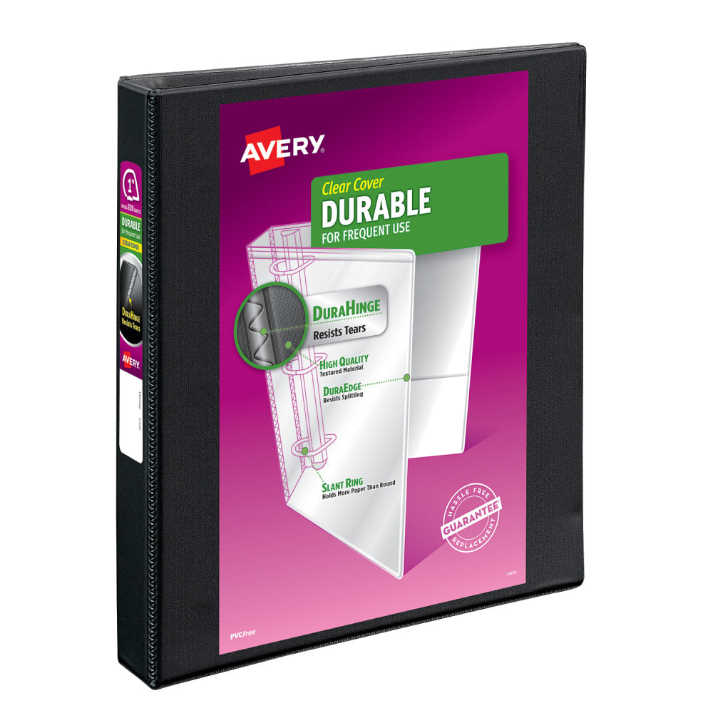 Avery Durable View 3-Ring Binder, 1in Slant Rings, Black