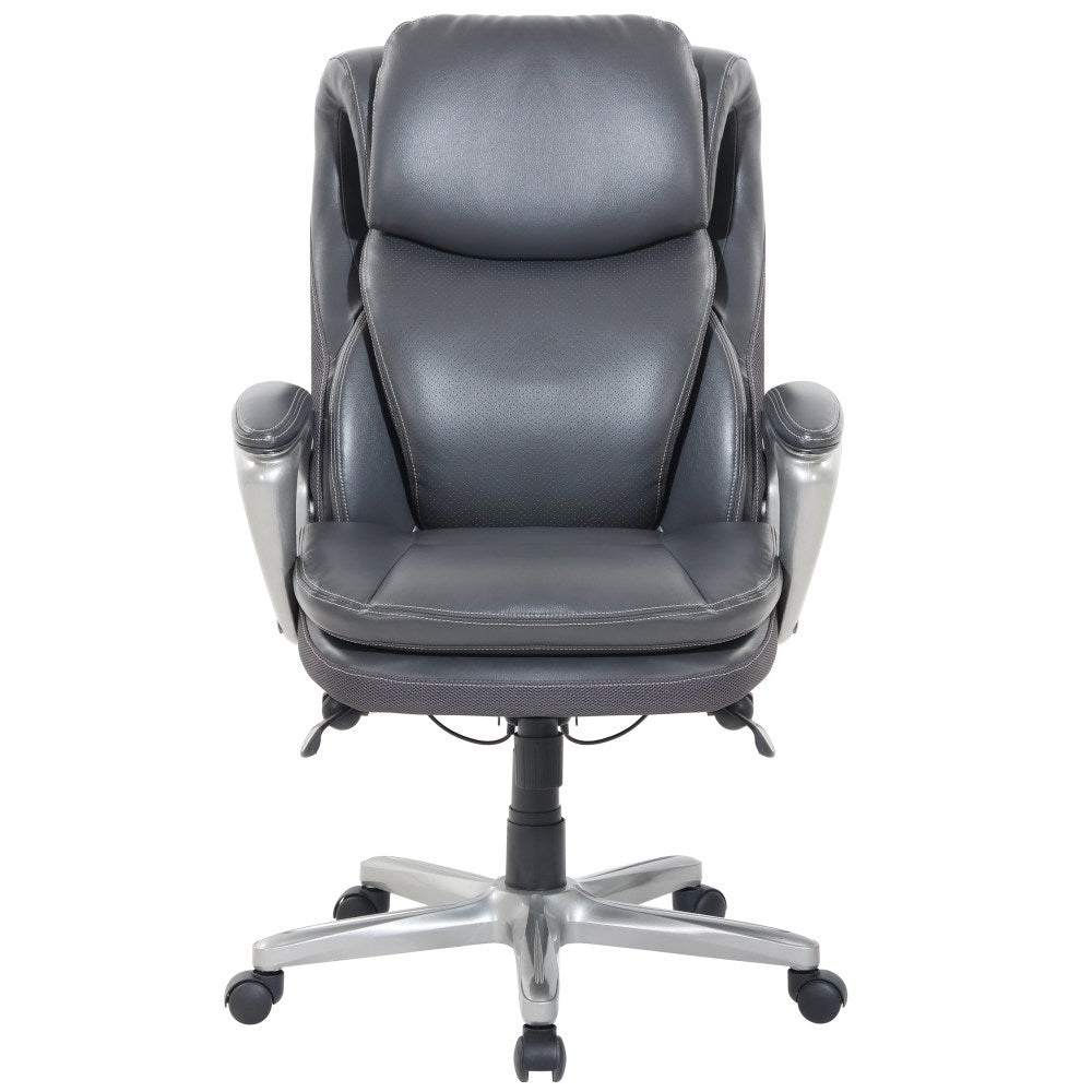 Serta Smart Layers Arlington AIR Ergonomic Bonded Leather High-Back Executive Chair, Dark Gray/Silver