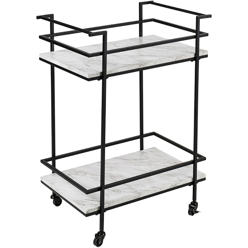 Honey Can Do 2-Tier 16in Rolling Bar Cart, Black/White