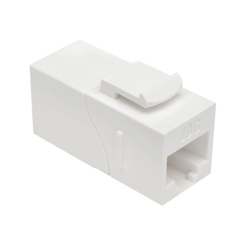 Tripp Lite Cat6a Straight-Through Modular In-Line Snap-In Coupler w/90-Degree Down-Angled Port, White (RJ45 F/F) - Network coupler - TAA Compliant - RJ-45 (F) to RJ-45 (F) - CAT 6a - 90 deg. connector, down-angled connector - white