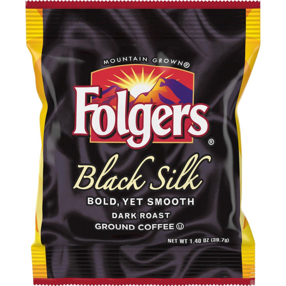 Folgers Black Silk Single-Serve Packs, Dark Roast, 1.4 Oz Per Bag, Carton Of 42