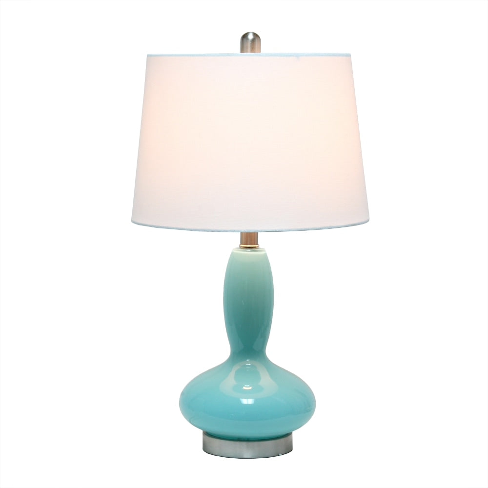 Lalia Home Glass Dollop Table Lamp, 23-1/2inH, White Shade/Seafoam Base