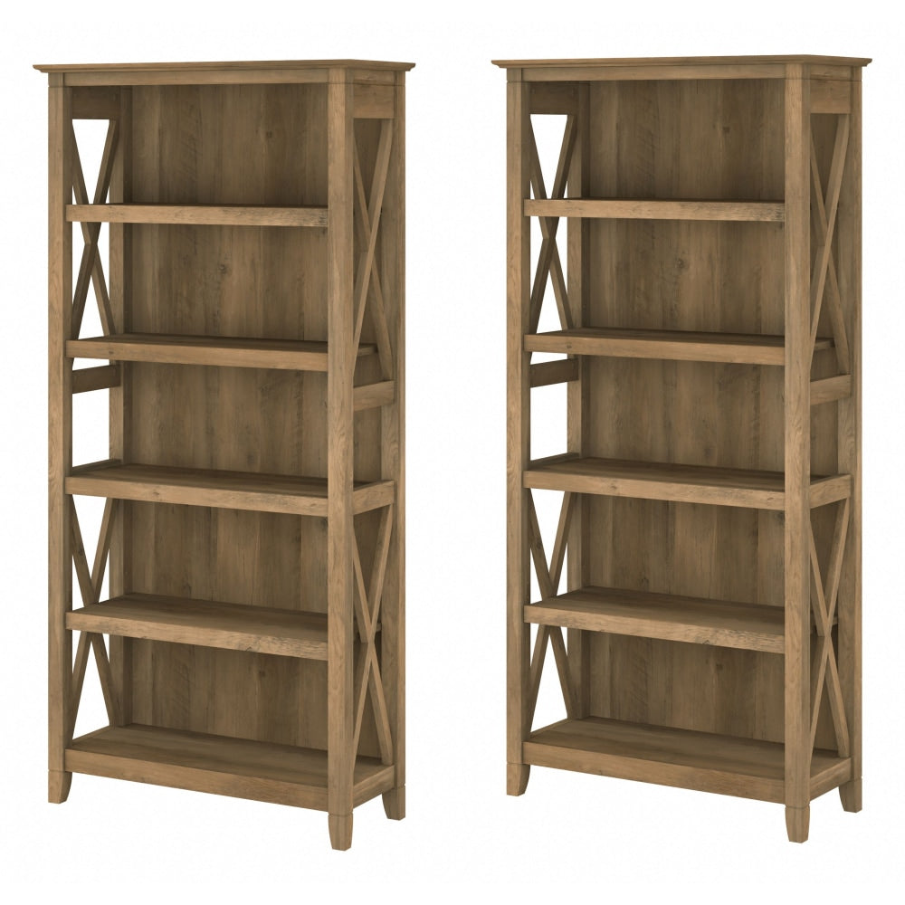 Bush Business Furniture Key West 66inH 5-Shelf Bookcase Set, Reclaimed Pine, Standard Delivery